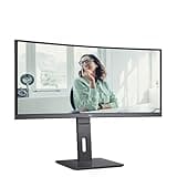 AOC CU34P3CV - 34 Zoll WQHD Curved Monitor, höhenverstellbar, Lautsprecher (3440x1440, 100 Hz, HDMI, DisplayPort, USB-C (65W PD), RJ45, USB Hub) schwarz