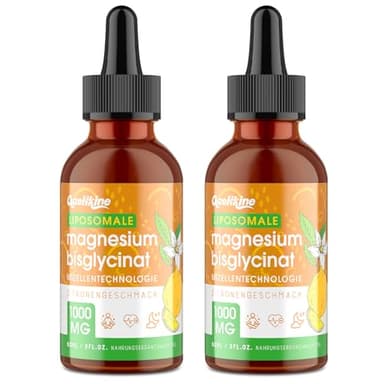 Magnesium-Bisglycinat-Tropfen 1000 mg – 140 mg elementares Magnesium pro Portion – liposomale Micellen-Technologie, Zitronengeschmack | vegan | ohne Gentechnik | glutenfrei | 120 ml