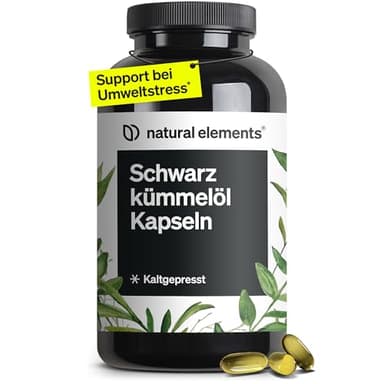 natural elements Schwarzkümmelöl (original Nigella sativa) – 400 Kapseln im 6-Monats-Vorrat – 1.000mg echtes Schwarzkümmelöl/Tag – kaltgepresst, naturbelassen – sorgfältig laborgeprüft