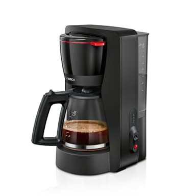 Bosch Filterkaffeemaschine MyMoment TKA2M113, Glaskanne 1,25 L, für 10-15 Tassen, 40min Warmhaltefunktion, Tropfstopp, schwenkbarer Filterträger, abnehmbarer Wassertank, 1200 Watt, Schwarz matt