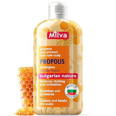 Milva Shampoo für juckende Kopfhaut mit Propolis - 200 ml natürliche Anti Schuppen Shampoo trockene Kopfhautbehandlung mit Honigbiene, beruhigende Formel