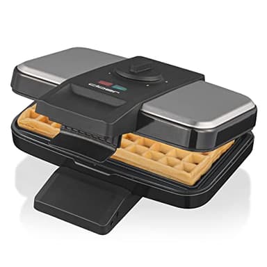 Cloer 1459 Brüsseler Waffeleisen, 1000 W, Backampel, stufenlos wählbarer Bräunungsgrad, schwarz-edelstahl