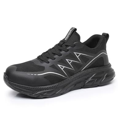TRAILBLITZ Sicherheitsschuhe Herren Damen Arbeitsschuhe Stahlkappen Anti-Smashing Leicht Sportlich Atmungsaktiv Schutzschuhe,Schwarz 43