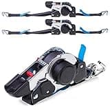 INTAKO Automatik Spanngurt (2 Stück) - 3M x 25MM, 600KG - Zurrgurte, Spanngurte mit Ratsche und Haken für Motorrad & Transport, DIN EN TÜV
