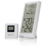 Bresser Wetterstation Funk mit Außensensor Meteo Temp, Thermometer mit Temperaturanzeige für Innen- und Außen, Wettervorhersage, mit ausklappbarem Standfuß und Wandhalterung, weiß