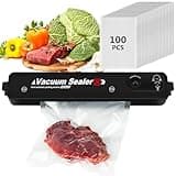 Vakuumiergerät Vakumierergerät für Lebensmittel Vakuumierer: Folienschweißgerät, Automatischer Vakuum Sealer für Trockene oder Feuchte Lebensmittel und Sous Vide, inkl. 100 Vakuumierbeutel