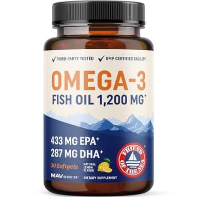 Dreifach Starkes Omega-3-Fischöl 1200 mg | EPA & DHA | Wildgefangen, Nachhaltig Gewonnen Omega-3-Fettsäuren | Premium Geruchsneutrale Omega-3-Kapseln | Beste Essenzielle Fettsäuren Weichkapseln
