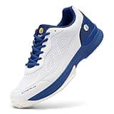 FitVille Extra Weit Tennisschuhe Herren rutschfest Hallenschuhe Atmungsaktiv Badminton Schuhe Bequemen Fitnessschuhe Weiß/Blau 46 EU X-Weit