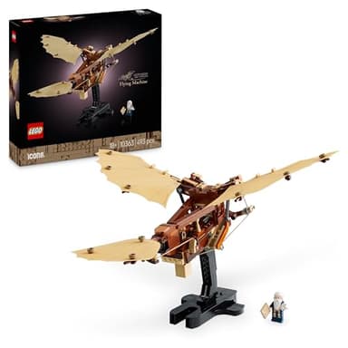 LEGO Icons Leonardo da Vincis Fluggerät mit schlagenden Flügeln - Inklusive Minifigur & Ständer - Bauset für Erwachsene - Deko-Set für Zuhause - Geschenkidee - 10363