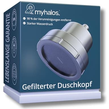 MyHalos gefilterter Duschkopf für Hartwasserfilter – Hochdruck-Chlor-Duschkopffilter für Hartwasser-Enthärter-Duschkopf, einfache Installation, für Haare und Haut, Filterung (gebürstetes Metall)