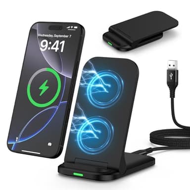 15W Induktive Ladestation Faltbar Samsung Wireless Charger Stand für Samsung Galaxy S25 Ultra/S24/S23/S22/S21/S20/Z Flip 7, Google Pixel 10 9 8 7, Handy Schnelles Kabelloses Ladegerät für iPhone 16 17