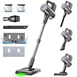 Staubsauger mit Wischfunktion, 40000Pa Akku Staubsauger kabellos, Saug und Wisch staubsauger mit starkem grün Licht, Akkusauger Freistehend, lange Laufzeit, leiser Staubsauger für Hartböden, Tierhaare