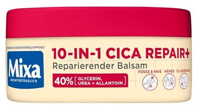 Mixa Urea Balsam, mit 40% Glycerin, Urea und Allatoin, reparierend, feuchtigkeitsspendend, für sehr trockene, rissige Haut an Ellenbogen, Knie, Füßen & Händen, 10 in 1 Urea Cica Repair+ , 150ml
