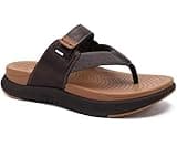 ONCAI Orthopädische Zehentrenner Herren Arch Support Walking Sandalen Sport Erholung Orthotic Leder Sandale Flip Flops Plantar Fasciitis Khaki 47