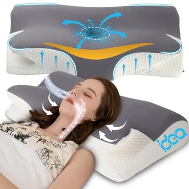 IDEA Orthopädische Kissen, Nackenkissen Kopfkissen Gegen Nackenschmerzen, Ergonomisches Memory Foam Kopfkissen, Schlafkissen für Seitenschläfer Rücken & Bauchschläfer - Linderung für Nacken & Schlaf