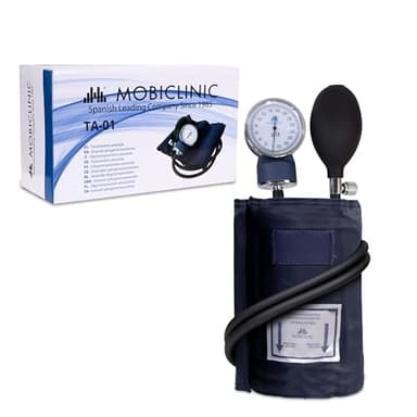 Mobiclinic®, Blutdruckmessgerät manuell, Blutdruckmessung, Europäische marke, Blutdruckmessgeräte für oberarm, Genauigkeit, Gummipumpe, Leicht, Einfach zu bedienen, Blau
