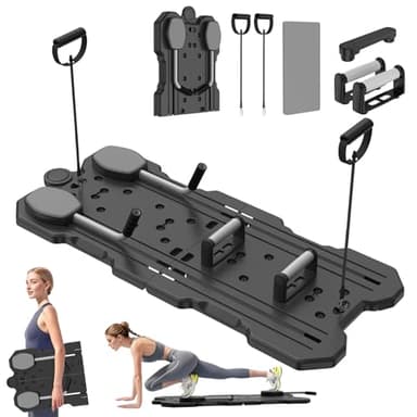 IMAYCC Pilates-Ausrüstung für das Training zu Hause, Faltbare Pilates-Reformer-Maschine, tragbare Heim-Fitnessgeräte, Pilates-Board mit Bauchroller (Schwarz)