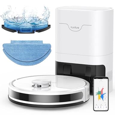 HONITURE Saugroboter mit Wischfunktion, Staubsauger Roboter mit Absaugstation, 5000Pa Saugkraft Saug und Wischroboter mit LiDAR Navigation, Mapping, APP, Alexa für Tierhaare Teppiche, 200 Min, Q6 SE