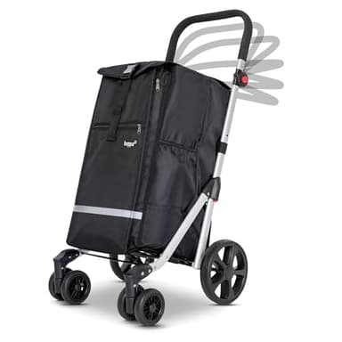 Hoppa – Einkaufstrolley | Großer 74L klappbarer Einkaufswagen | Leichter 6-Räder-Trolley mit 5 Taschen – robust & wasserdicht | Idealer einkaufstrolley klappbar für den täglichen Gebrauch