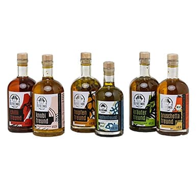 DIE ÖLFREUNDE "Best Buddies" Box 6 x Öl | 6 erlesene Speiseöle | hochwertige kaltgepresste Öle | nachhaltige Öle mit Omega 3 und Omega 6 Fettsäuren | Tolles Geschenk für Männer und Frauen