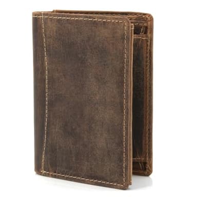 ekavale Leder Geldbörse Herren mit RFID-Schutz - Praktisches Hochformat Portemonnaie - Geldbeutel für Männer aus echtem Büffelleder - Brieftasche Wallet (Tan)