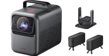 NEBLUA X1 Triple Laser 4K Beamer mit Kabellose Satellitenlautsprecher (2er-Pack) mit Gimbal-Ständer für Beamer, 3500 ANSI Lumen, 56000:1 Kontrast, 40W Stereo Sound, 0,9-1,5 optischer Zoom