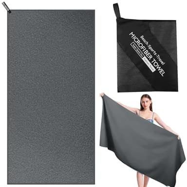 Zocipro Mikrofaser Badetüch Groß,180x80cm Kompakt Schnelltrocknend Mikrofaser Saunatuch, Strandhandtuch Leicht, Reisehandtuch Strandtuch und Handtuch für Sport Travel Yoga Camping Beach Gym(Grau)