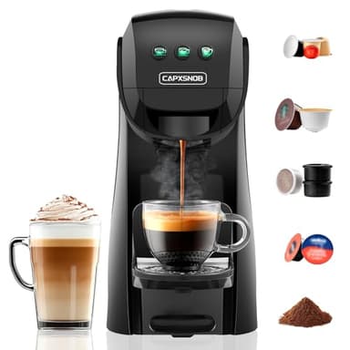 Warriors1 5 in 1 Multi Kapselmaschine für Nespresso OL, Dolce Gusto, Lavazza A Modo Mio, FAP Espresso Point Kapseln und Gemahlen Kaffee, 20 bars, 0,8 L, Automatische Kaffeemaschine für Zuhause & Büro