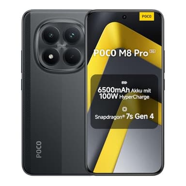 XIAOMI Poco M8 Pro 5G Smartphone, 8 GB RAM + 256 GB Speicher, 6,83" 1,5K CrystalRes AMOLED, Snapdragon® 7s Gen 4, 50 MP Light Fusion 800 mit OIS, IP68, Schwarz, 2 Jahre Garantie