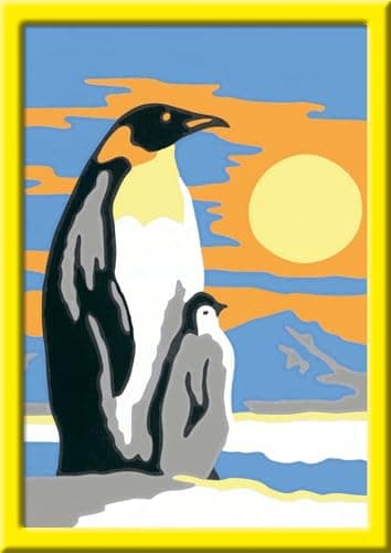 Ravensburger CreArt 28466 - Süße Pinguine - Malen nach Zahlen für Kinder ab 7 Jahre, Malset mit Rahmen, Pinsel und Acrylfarben, Geschenk für Mädchen und Jungen