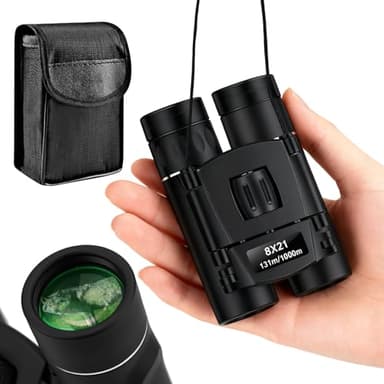 ARPDJK Kompaktes Fernglas, ultra-tragbar, faltbar, BAK-4-Prisma, grünes FMC-Objektiv, 8 x 21, Fernglas für Erwachsene, Vogelbeobachtung, Reisen und Konzerte, mit Tragetasche