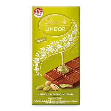Lindt Schokolade | LINDOR Tafel Pistazie, Promotion | 100g | feinste Vollmilch-Schokolade mit zartschmelzenden Pistazien-Creme-Füllung | Schokoladen-Tafel