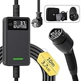 dé Typ 2 Ladekabel Schuko für Elektroauto - Ladekabel Elektroauto Typ 2 Schuko 3,68kW [1-phasig, 10m, 6-16A] mit Steuerbarer Digitalanzeige - EV Charger für GLA, X3, ZOE, ID.3, ID.4 und mehr PHEV/EV