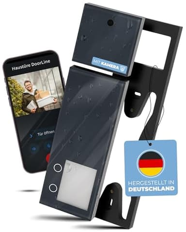 DOORLINE® Video Türklingel mit Kamera kabellos [kompatibel mit Fritz!Box + App-Steuerung] anthrazit, Made in Germany | Gegensprechanlage mit Türöffner | Videotürklingel kabellos, Türsprechanlage