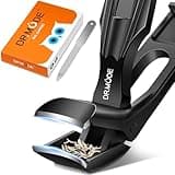 Winkelkopf Nagelknipser Fußnägel - DRMODE Ergonomischer Nagelknipser mit Auffangbehälter Nagelzwicker für Dicke Nägel Premium Stahl- Nail clipper für Senioren Männer und Frauen Schwarz