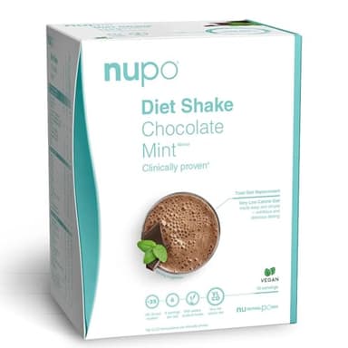 NUPO® Diät Shakes zum Abnehmen Vegan Glutenfrei (Schokolade-Minze - 10 Portionen) | Leckere Abnehmshakes für Frauen & Männer | Abnehmen Pulver | Trinkmahlzeit als Abnehm Shake | Mahlzeitenersatz