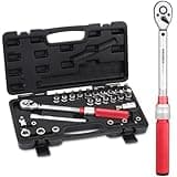 BINGCOBBER Drehmomentschlüssel 3/8”,5-60NM Drehmomentschlüssel Fahrrad & Motordad Auto Set mit viel Zubehör wie Verlängerungsstange, Bits, Nuss-Einsätze, Adapter