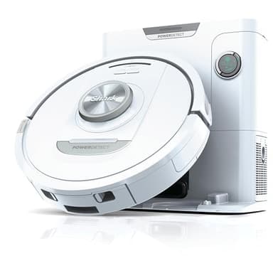 Shark PowerDetect Saugroboter mit Absaugstation, Selbstreinigend, Selbstentleerend bis zu 60 Tagen, für Tierhaare, Teppich und Hartböden, mit 3D- & LiDAR-Navigation, 14,5 cm flach, Weiß