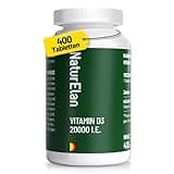 Vitamin D3 20000 I.E. Hochdosiert – 400 Tabletten, Sonnenvitamin für Immunsystem, Vegetarisch, In Deutschland Produziert