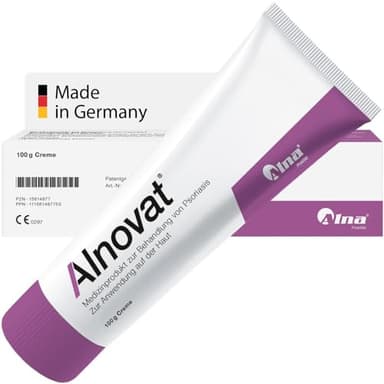 Alnovat Psoriasis Creme 30g | Medizinprodukt | Schuppenflechte Creme kortisonfrei & wirksam | Bittermandelduft | Behandelt Rötungen, Schuppungen und den Juckreiz bei Psoriasis | Made in Germany