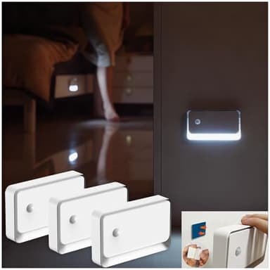 MidingChai 4000mAh Akku Wandleuchte Ohne Stromanschluss, Nachtlicht mit Bewegungsmelder 3 Stück, Bohrfreie Intelligente Sensor Magnetische Aufladbare LED-Leuchte für Treppe, Schlafzimmer, Flur