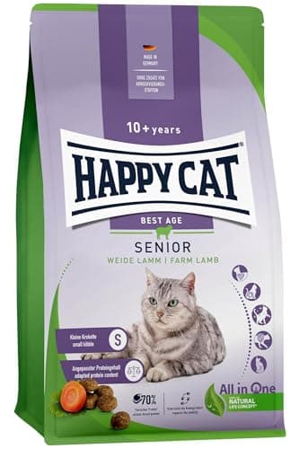 Happy Cat 70614 - Senior Weide Lamm - Katzen-Trockenfutter für Katzensenioren ab dem 8. Lebensjahr - 1,3 kg Inhalt