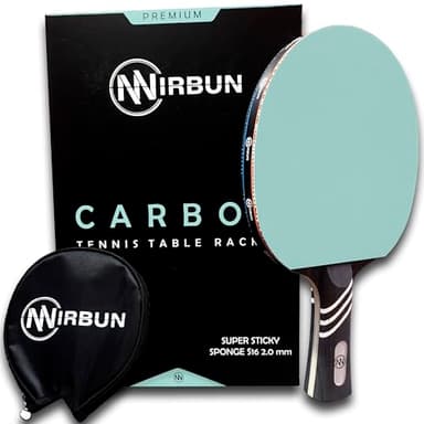 Nirbun – Professioneller Tischtennisschläger aus Carbonfaser | Tischtennisschläger mit hochresistentem Belag | Polarholz + Carbonfaser | Schutzhülle | Kontrolle, Power und Geschwindigkeit