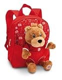NICI Rucksack 21x26cm mit Plüschtier Bär Berni 25cm FC Bayern MÜNCHEN - rot - Abnehmbarer Pluschspielzeug Weich Flauschig, Kindergartenrucksack mit Kuscheltier für Jungen und Mädchen | 61617