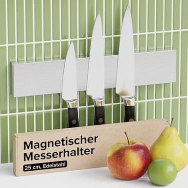 Magnetische Messerhalterung Extra Stark 25 cm – Selbstklebende Magnetleiste für Messer, Werkzeuge & Schlüssel – Wandmontage ohne Bohren, Messerblock Magnetleiste, Ultrastarke Haltekraft