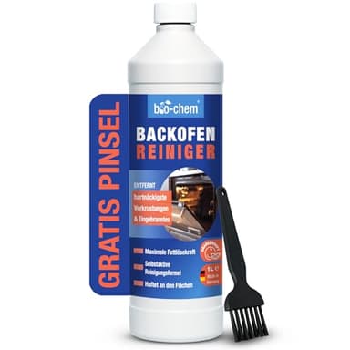 bio-chem Backofenreiniger EXTRA STARK | 1000 ml mit gratis Pinsel | Löst Eingebranntes ohne Aufheizen & Schrubben | Selbstwirkender Fettlöser | Chlorfrei & geruchsarm | Made in Germany
