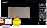 Sharp R242BKW Solo-Mikrowelle / 20 L / 800 W / 5 Leistungsstufen / 8 Automatikprogramme / Gewicht und zeitgesteuerte Auftauen / Kindersicherung / Energiesparmodus / Glasdrehteller (25,5 cm) / schwarz