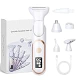 Rasierer Damen, 5-in-1 Intimrasierer für Frauen, LCD-Display 180° Winkel Verstellbar Rasierer Damen Wasserdicht Wiederaufladbarer Damenrasierer Elektrisch für Bikinizone Achseln Beine (Weiß)