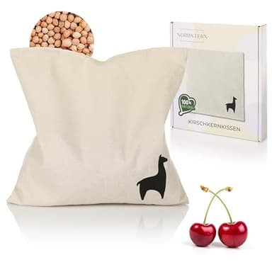 Nordstern Kirschkernkissen Wärmekissen 24 x 25 cm - Körnerkissen für die Mikrowelle als Geschenk für Frauen und Männer mit 100% Baumwolle Bezug