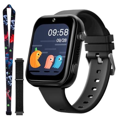 OKYUK Smartwatch Kind, 4G Kinder Smartwatch, GPS-Tracker, Armbanduhr für Jungen, Video-Phone-Call, Schulmodus, SOS-Funktion, Kamera und Schrittzähler (T45 Schwarz)